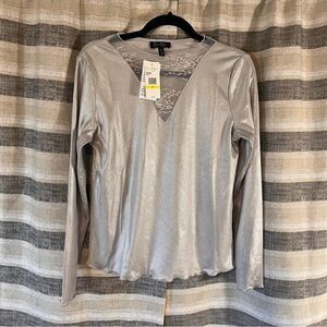 Jessica Simpson Metallic Long Sleeve Top‎ Size Medium